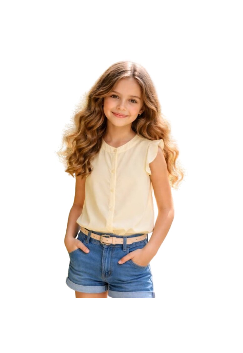 Camasa cu maneca scurta pentru fetite iDO din material fluid lejera si eleganta