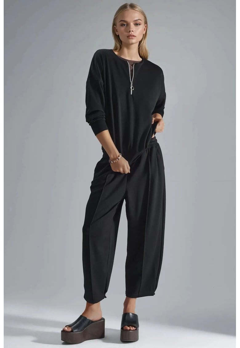 Compleu dama - din doua piese - negru - tricot