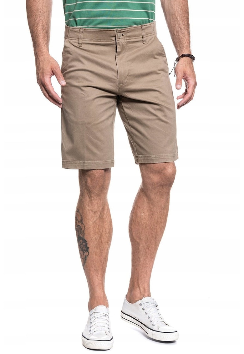 Pantaloni scurti barbati - COMFORT SHORT - regular fit - bej - bumbac-elastan -