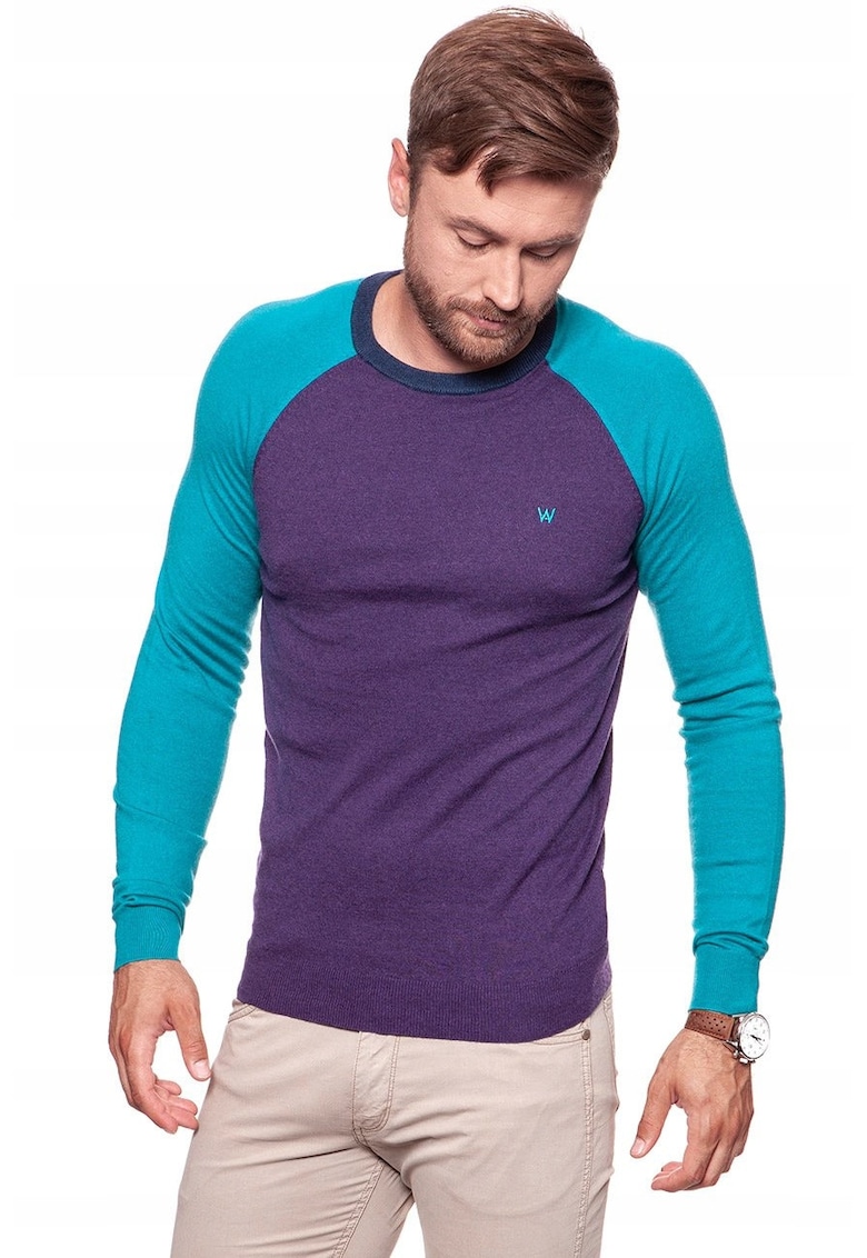 Pulover barbati RAGLAN KNIT - regular fit - 47% bumbac - 46% poliamida - 7% lana - Marime