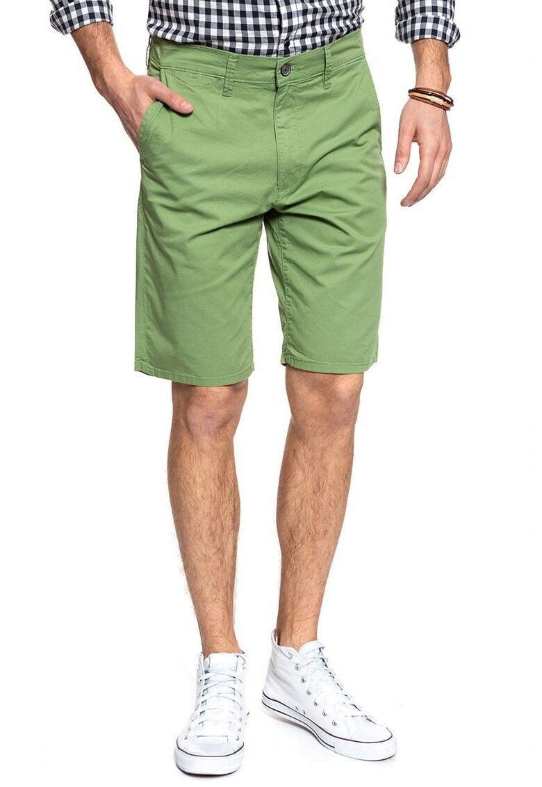 Pantaloni scurti barbati CHINO SHORT - slim fit - verde - bumbac-elastan -