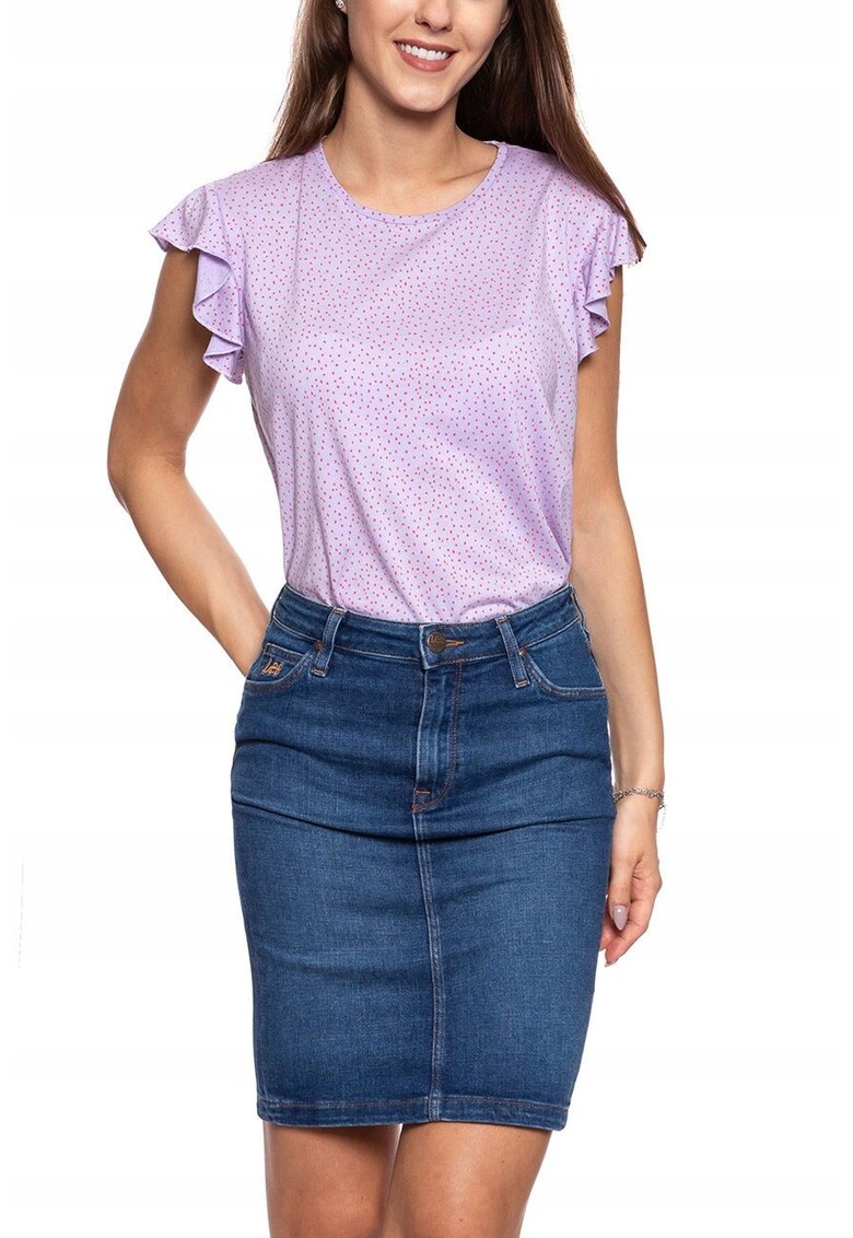 Bluza dama Alina UB Ruffle - mov - bumbac - slim fit -