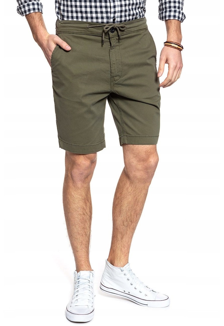 Pantaloni scurti DRAWSTRING SHORT - verde - bumbac si lyocell - croiala regular fit -