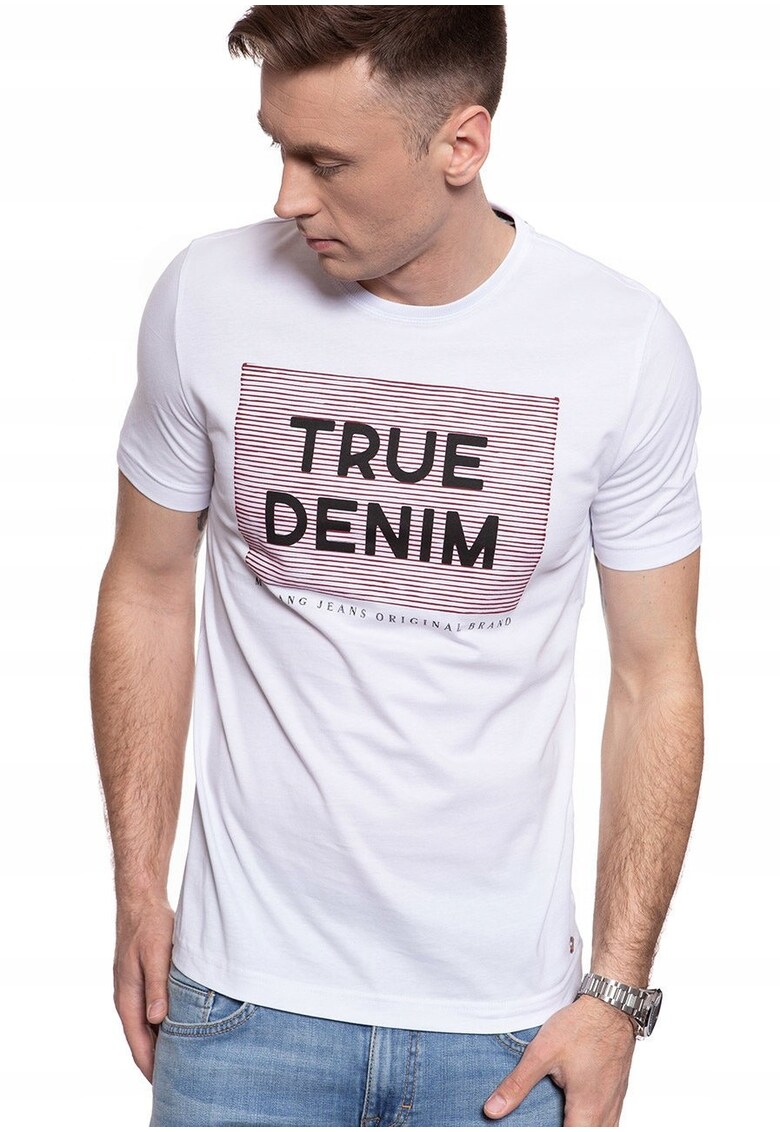 Tricou barbatesc ALEX C PRINT - alb - bumbac -