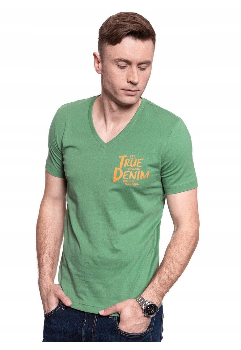 Tricou barbatesc Alex V Print - verde - 100% bumbac -