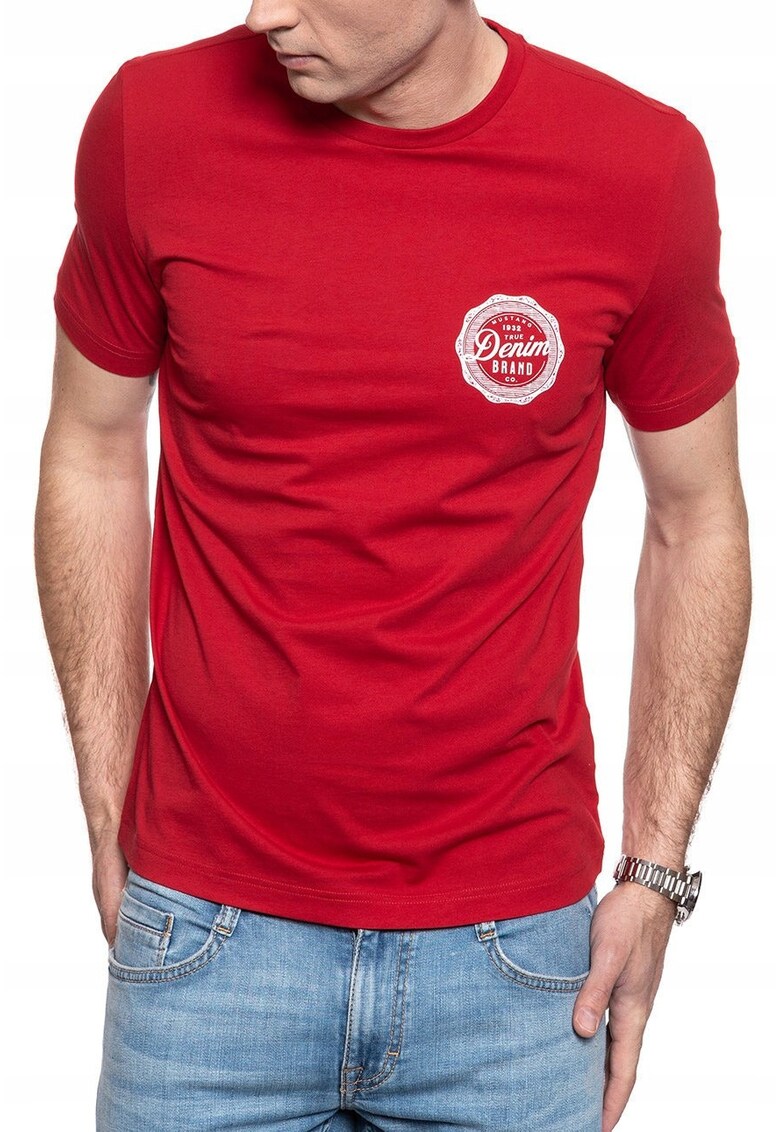 Tricou barbateste ALEX C PRINT - regular fit - rosu - 100% bumbac -