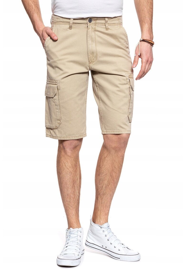 Pantaloni scurti barbati cargo - bej - 5 buzunare - bumbac -