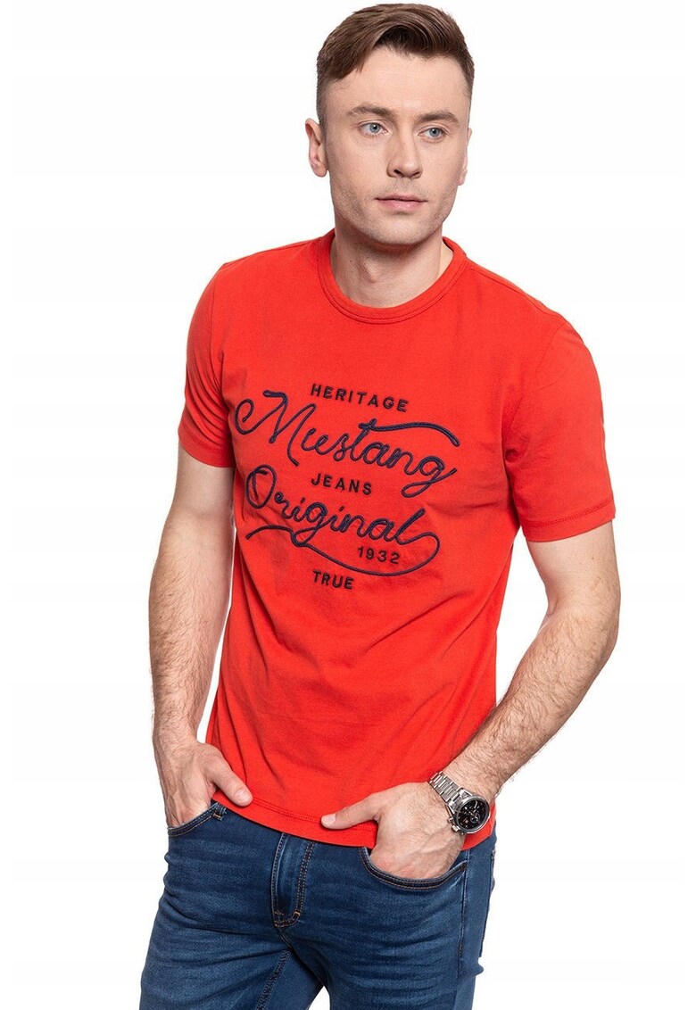 Tricou barbatesti ALEX C EMBRO AW - rosu - 100% bumbac -