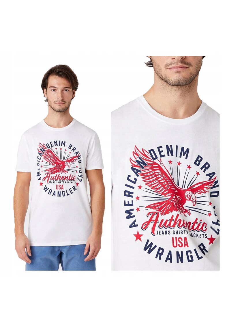 Tricou barbatesc alb - bumbac - cu logo -