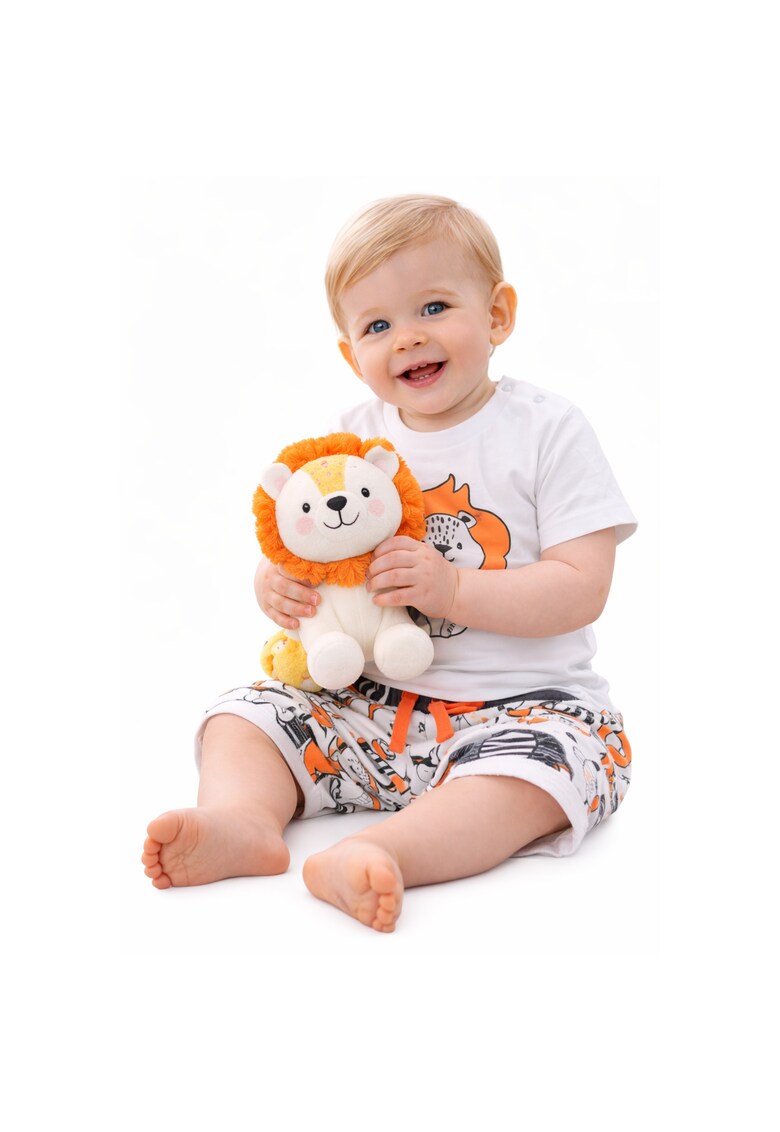 Compleu bebe nou-nascut tricou si bermude din bumbac portocaliu