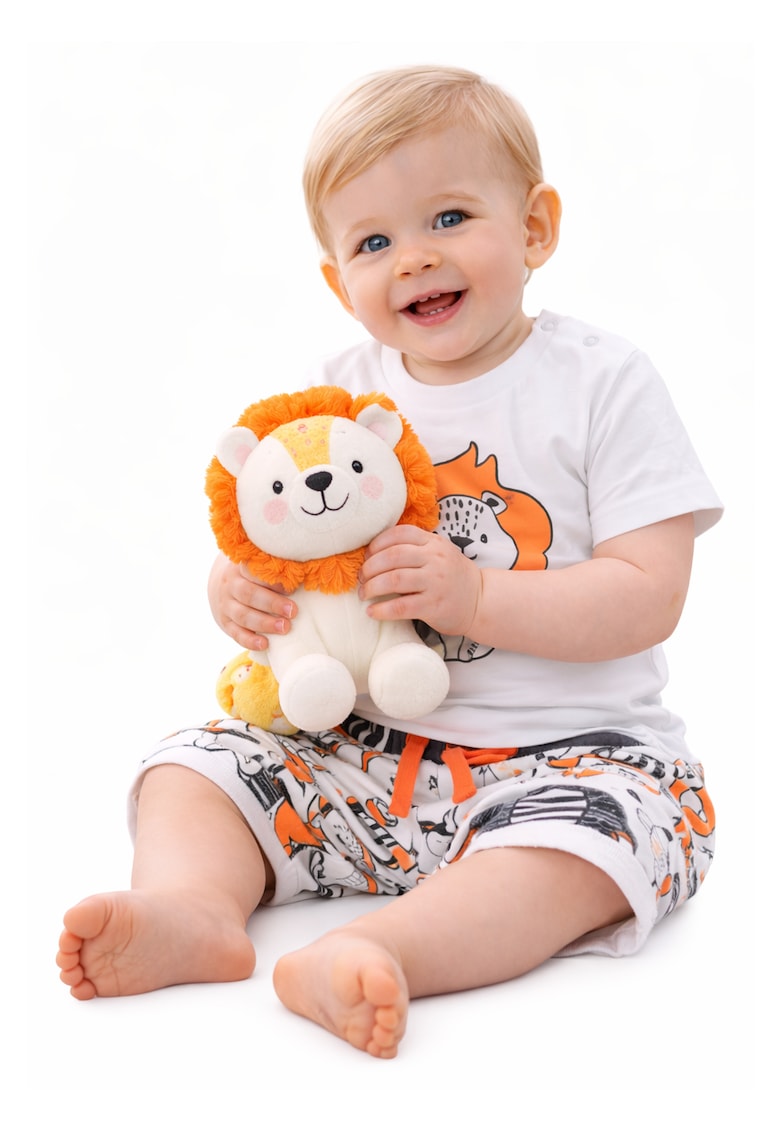 Compleu bebe nou-nascut tricou si bermude din bumbac portocaliu