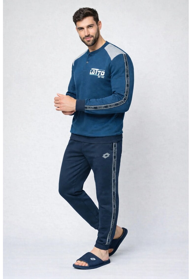 Pijama barbati LP2137 - set 2 piese - bumbac - Albastru inchis
