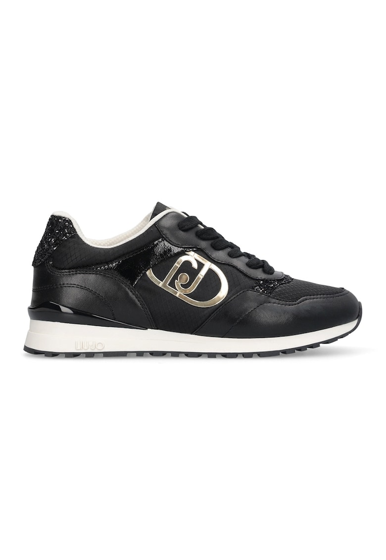 Pantofi sport cu garnituri din piele - Negru