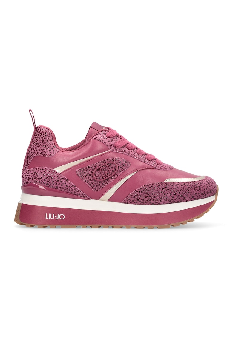 Pantofi sport cu talpa wedge si detalii cu aspect texturat - Fucsia