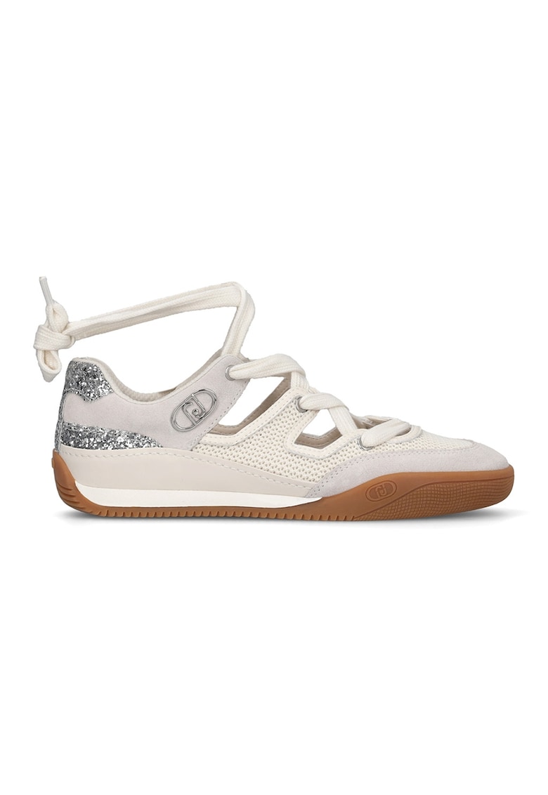 Pantofi sport cu decupaje - Crem/Argintiu