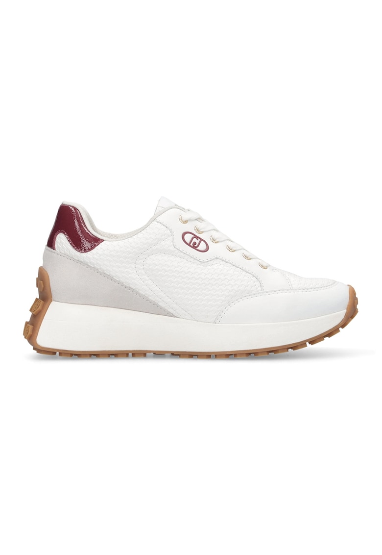 Pantofi sport cu garnituri din piele - Alb/Visiniu