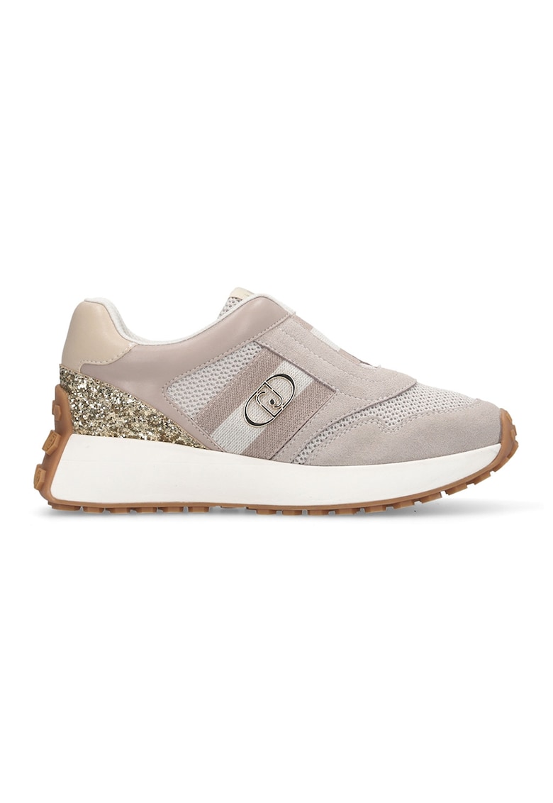 Pantofi sport low cut cu logo - Auriu/Maro taupe deschis