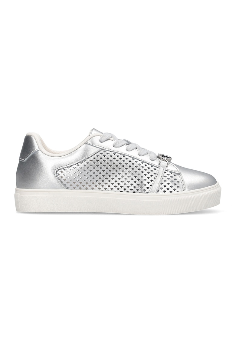 Pantofi sport din piele cu detalii cu perforatii - Argintiu