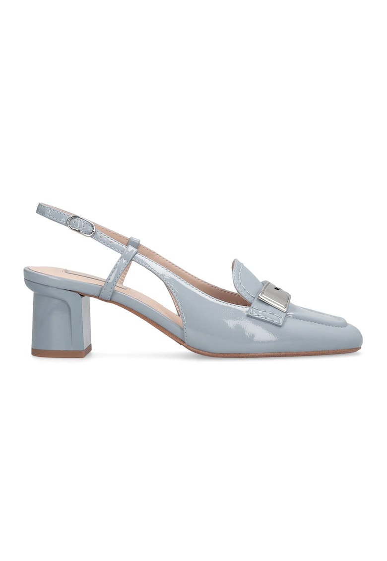 Pantofi slingback din piele ecologica - Albastru prafuit/Argintiu