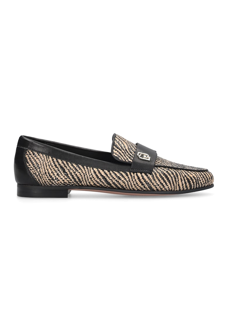 Pantofi loafer din piele cu model animal print - Negru/Maro nisip