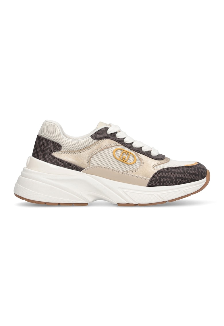 Pantofi sport low-cut cu model monograma - Auriu/Maro taupe/Bej