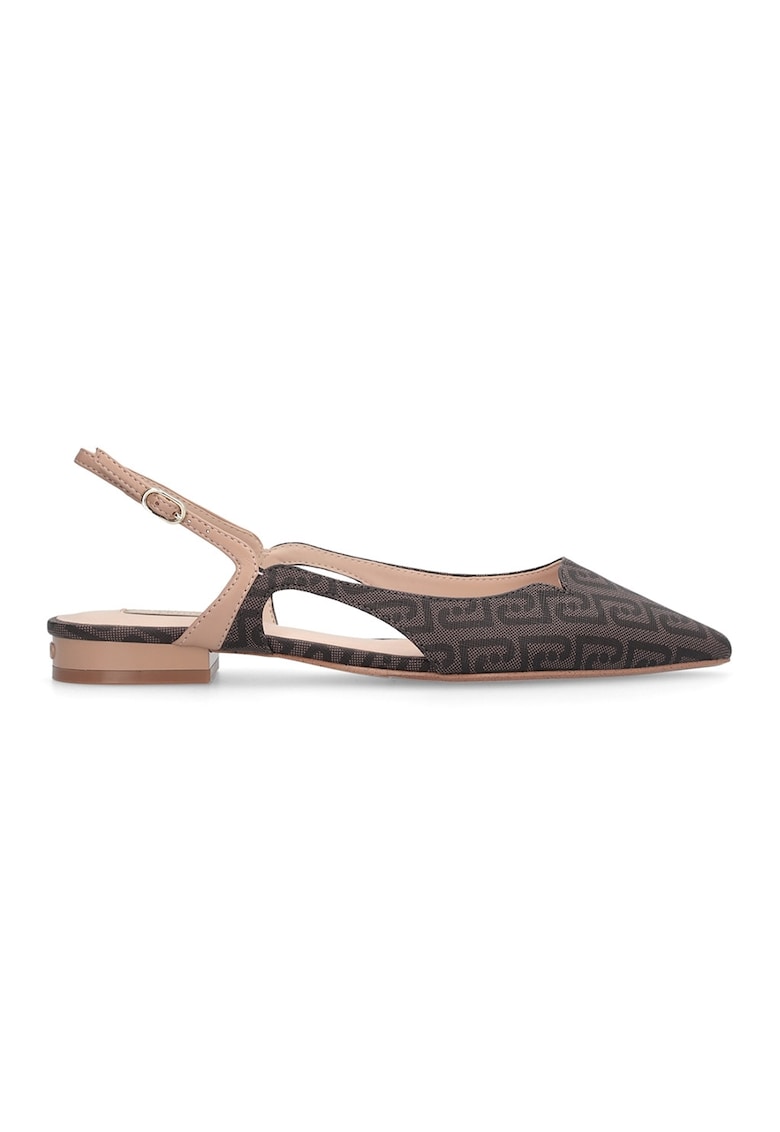 Pantofi sling back cu model - Maro inchis