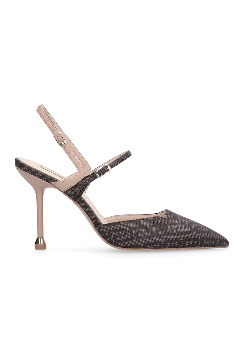 Pantofi sport slingback cu toc stiletto cu model si varf ascutit - Maro inchis