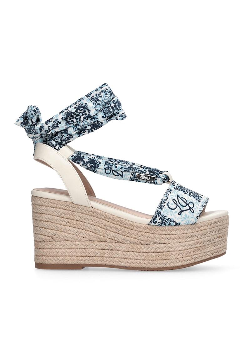 Santale-espadrile flatform - Albastru pastel/Albastru inchis/Bej deschis
