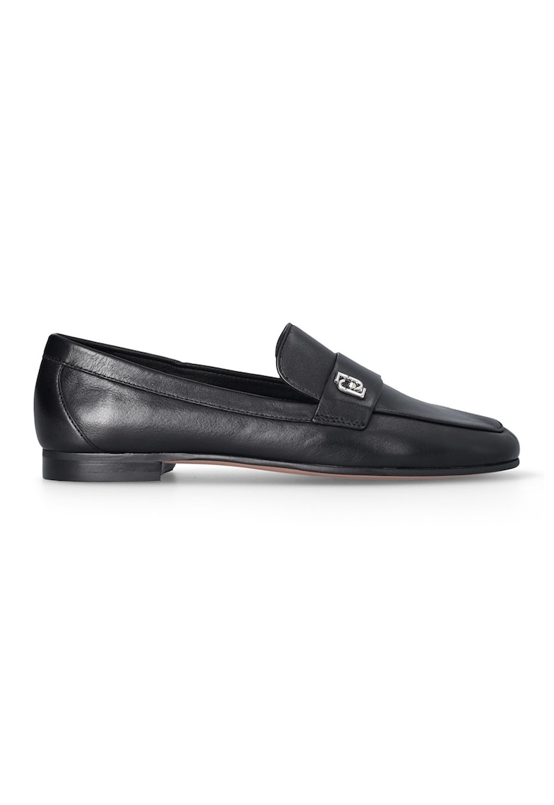 Pantofi loafer de piele cu logo - Negru/Argintiu