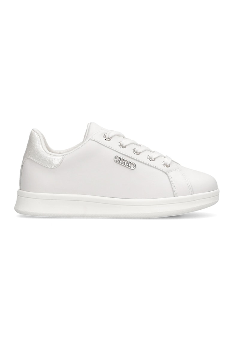 Pantofi sport wedge de piele cu velcro - Alb murdar