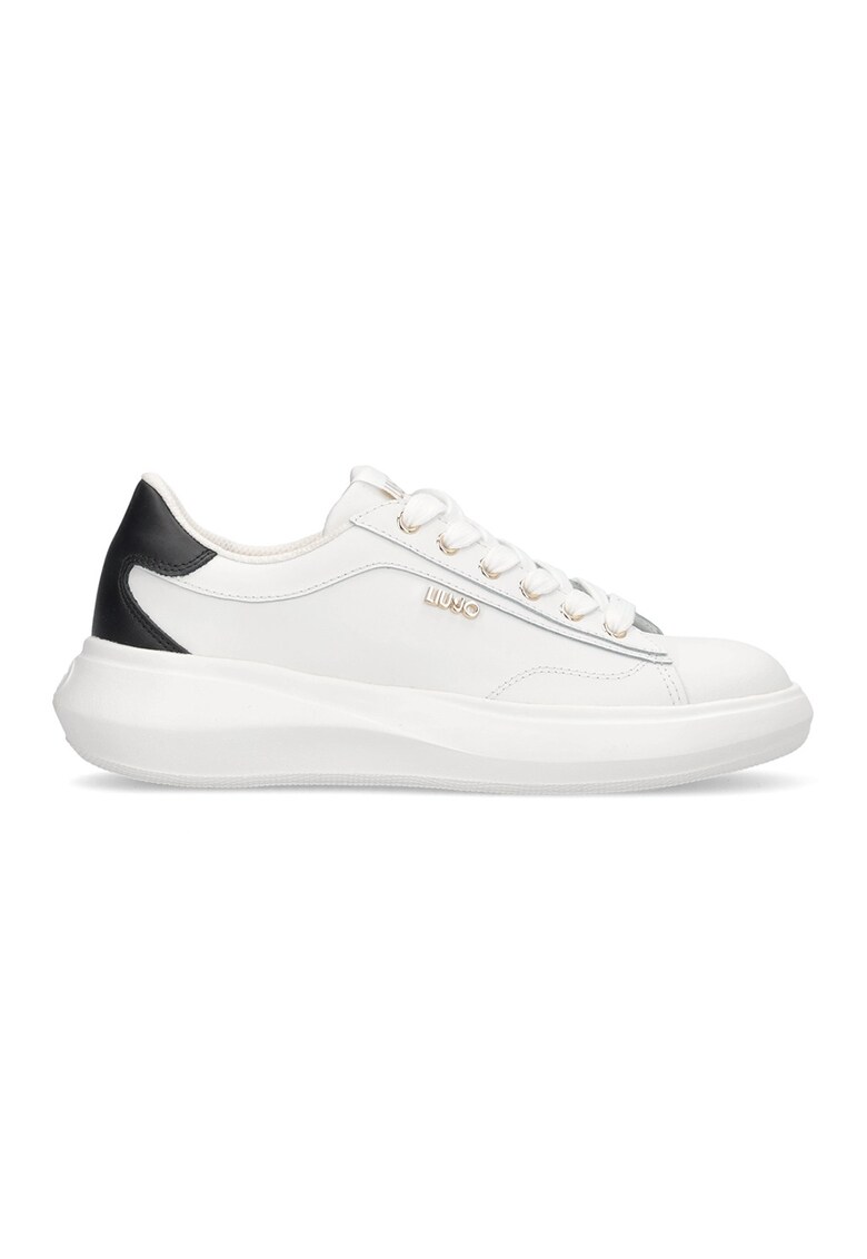 Pantofi sport de piele cu talpa plata - Auriu/Alb murdar