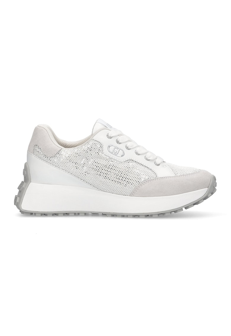 Pantofi sport de piele cu model cu perforatii - Alb murdar/Bej deschis