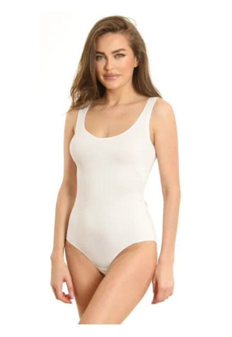 Body uni cu decolteu decupat - Alb