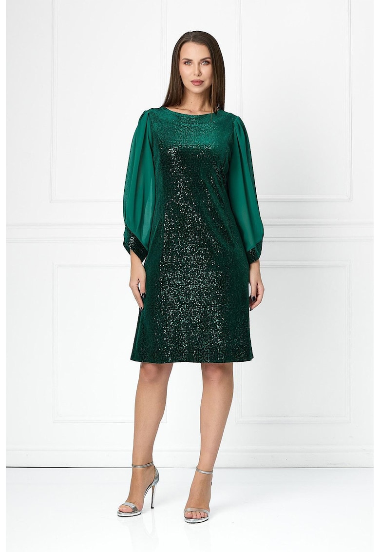 Rochie cu paiete si maneci 3/4 Anisia - Verde