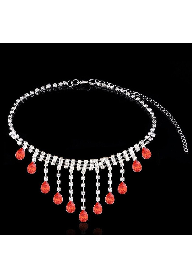 Colier argintiu - cu pietre rosii - Kathy C2 OUT