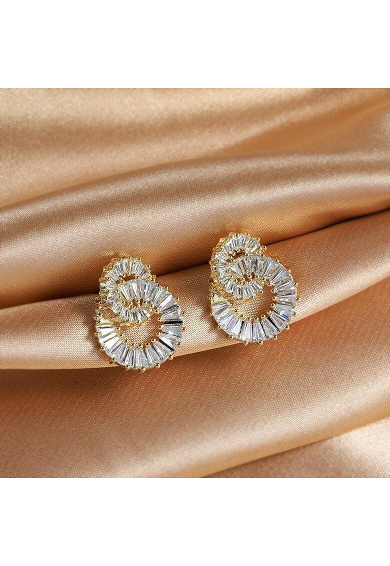 Cercei aurii - cu clips - rotunzi - cu pietre - Donny C1