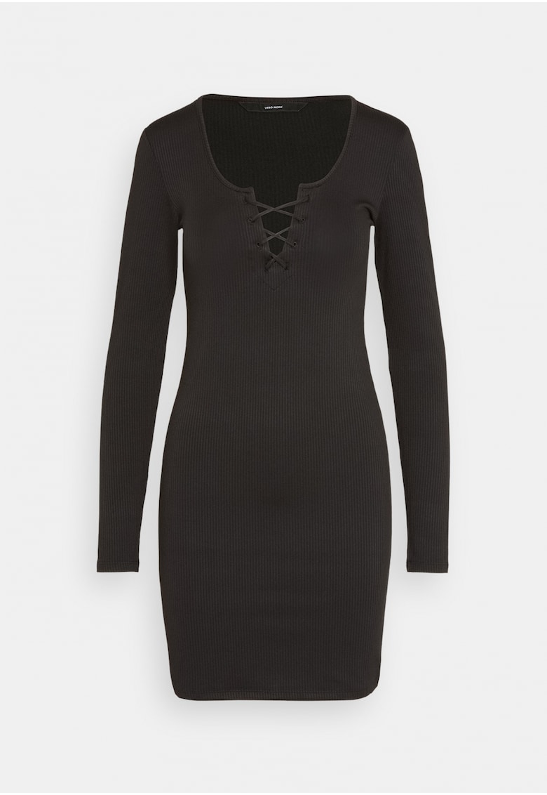 Rochie Dama - Cu maneci lungi si cambrata - Negru 2034