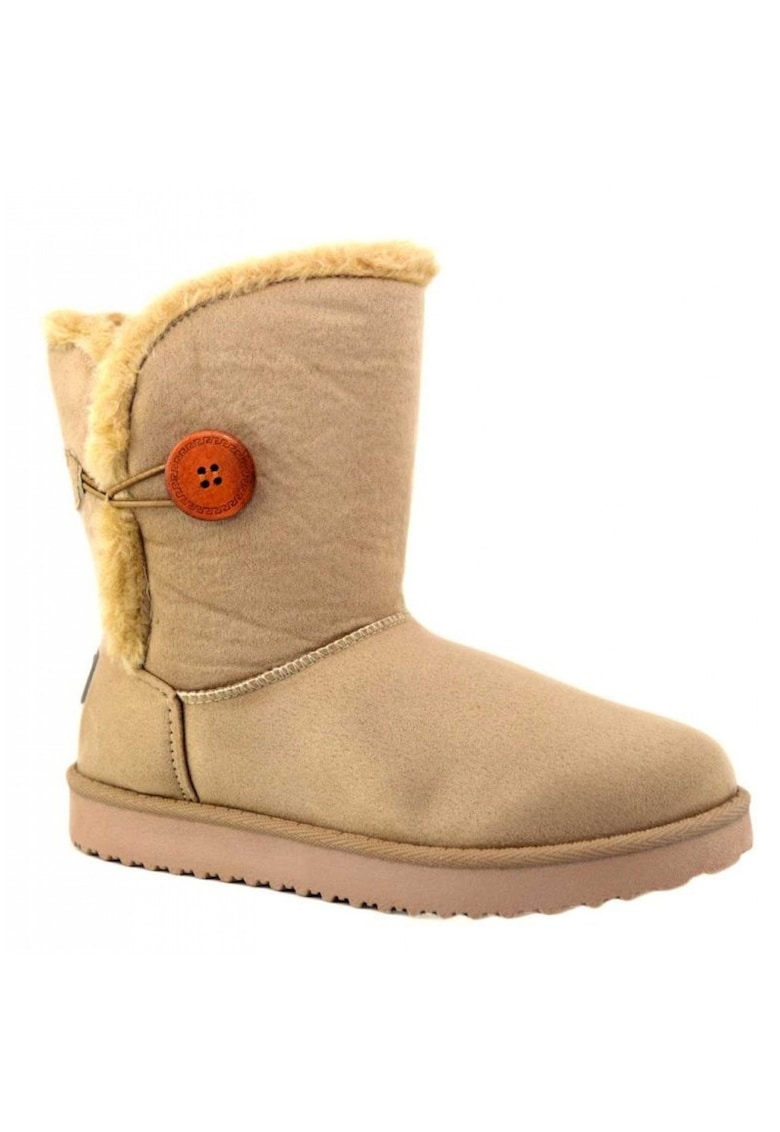 Cizme dama imblanite bej cu nasture