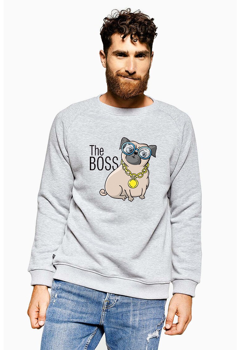 Bluza de trening din bumbac cu imprimeu - Maro nisip/Gri deschis melange