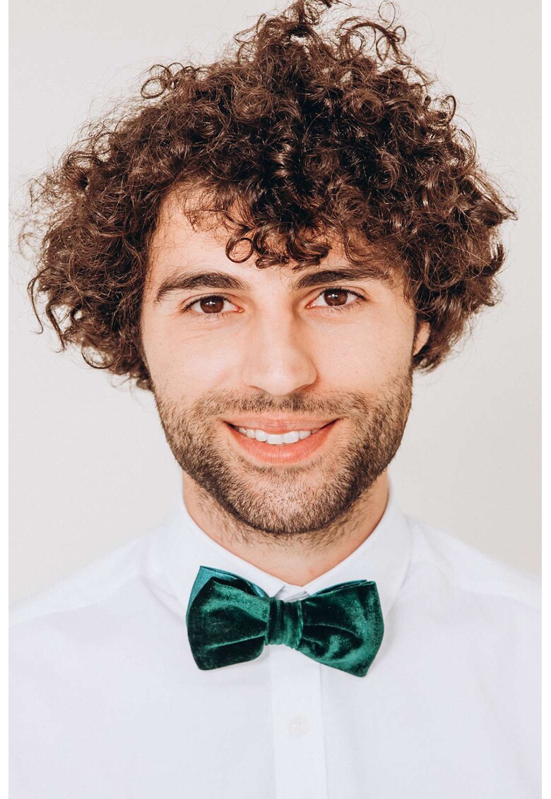 Papion catifelat cu model uni - Verde inchis