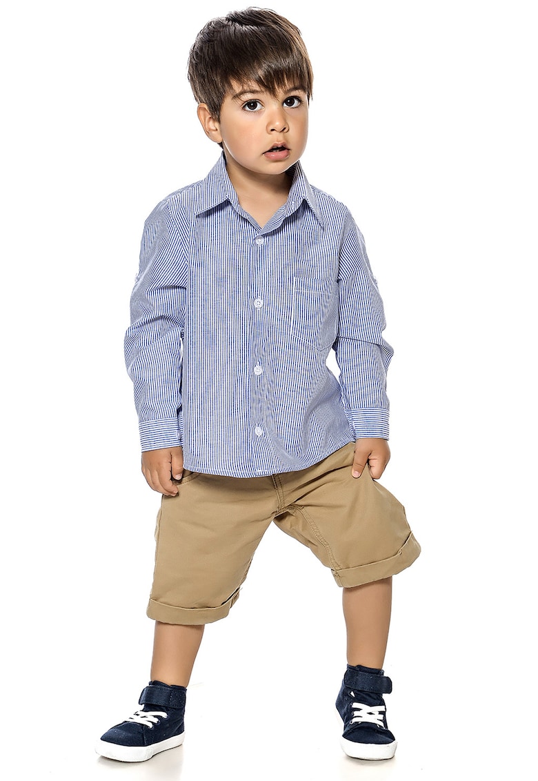 Camasa cu model in dungi - Alb/Albastru lavanda