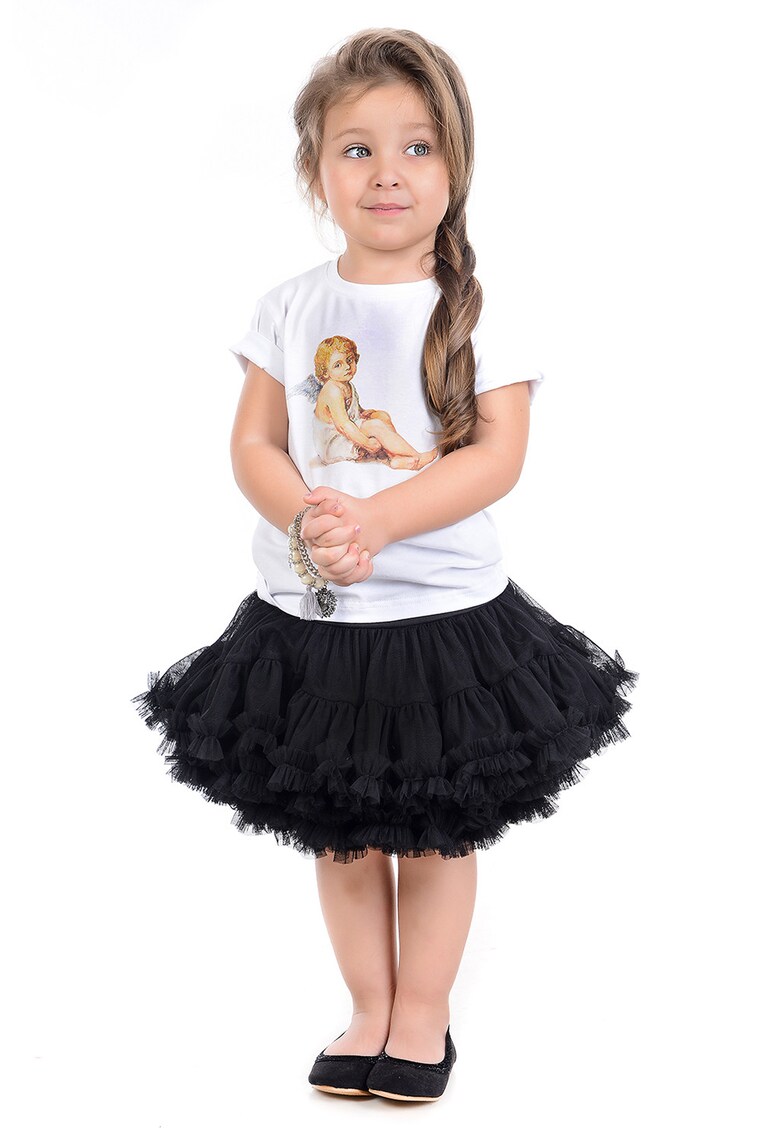 Tricou din bumbac cu imprimeu grafic - Alb/Bej inchis