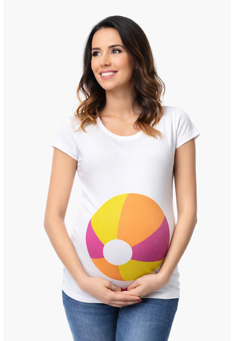 Tricou regular fit din bumbac - Alb/Portocaliu/Galben sofran