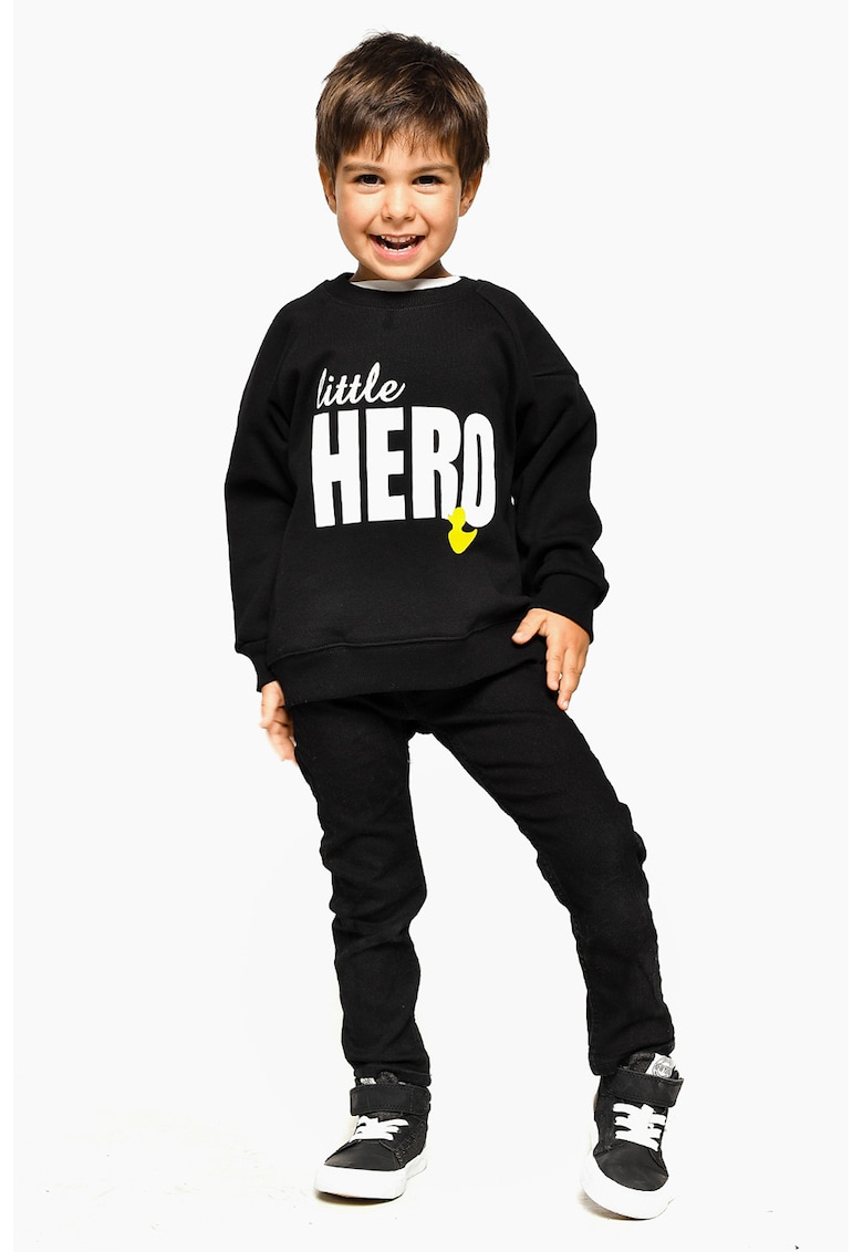 Bluza de trening cu impimeu text - Alb/Negru