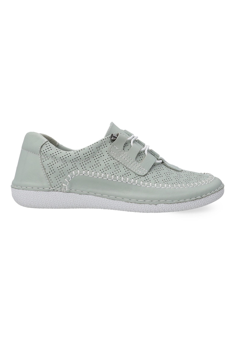 Pantofi din piele cu insertii perforate