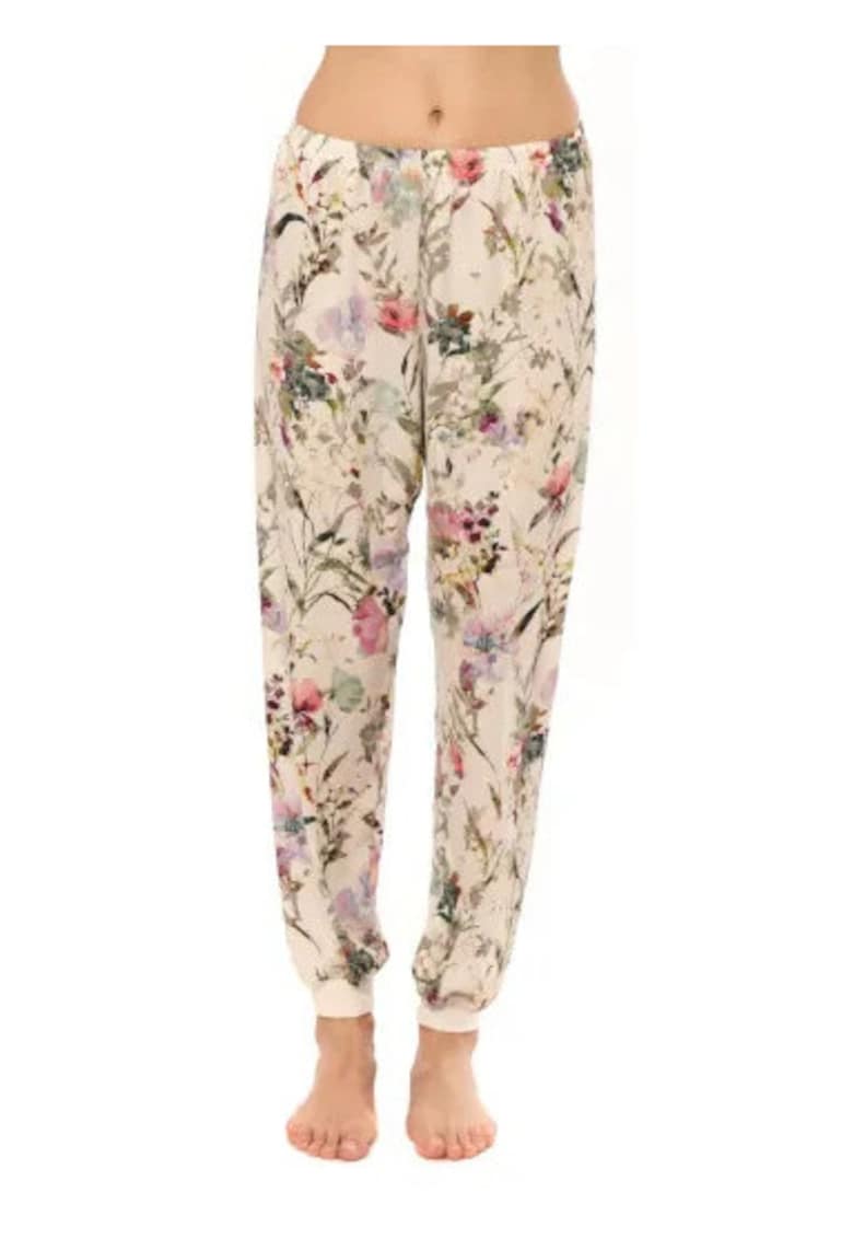 Pantaloni lungi de pijama cu model floral