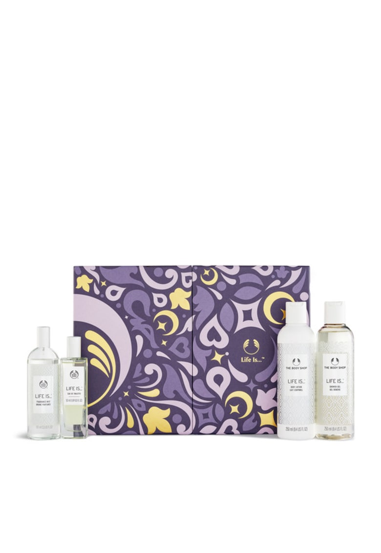 Set cadou Life Is... - gel de dus 250ml - lotiune de corp 250ml - spray de corp 100ml - apa de toaleta 50ml
