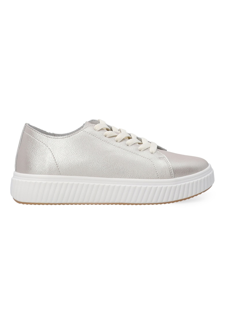 Pantofi sport din piele cu aspect metalizat si model uni
