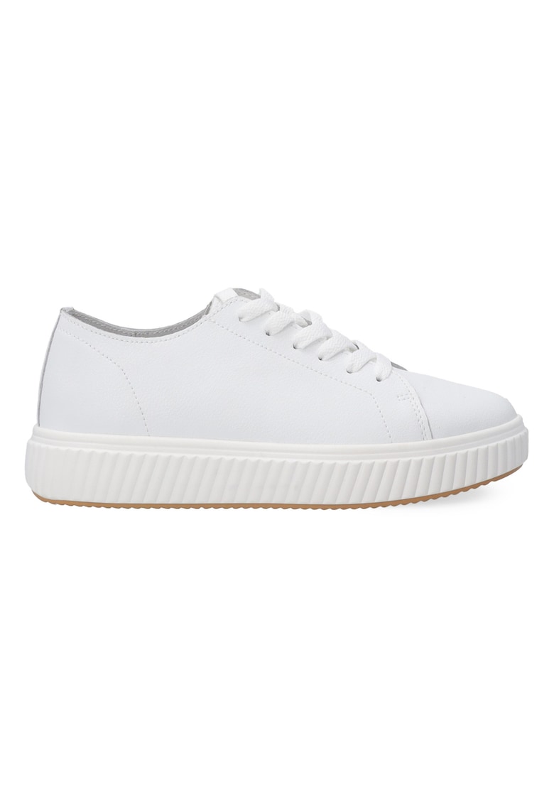 Pantofi sport din piele cu model uni si sireturi
