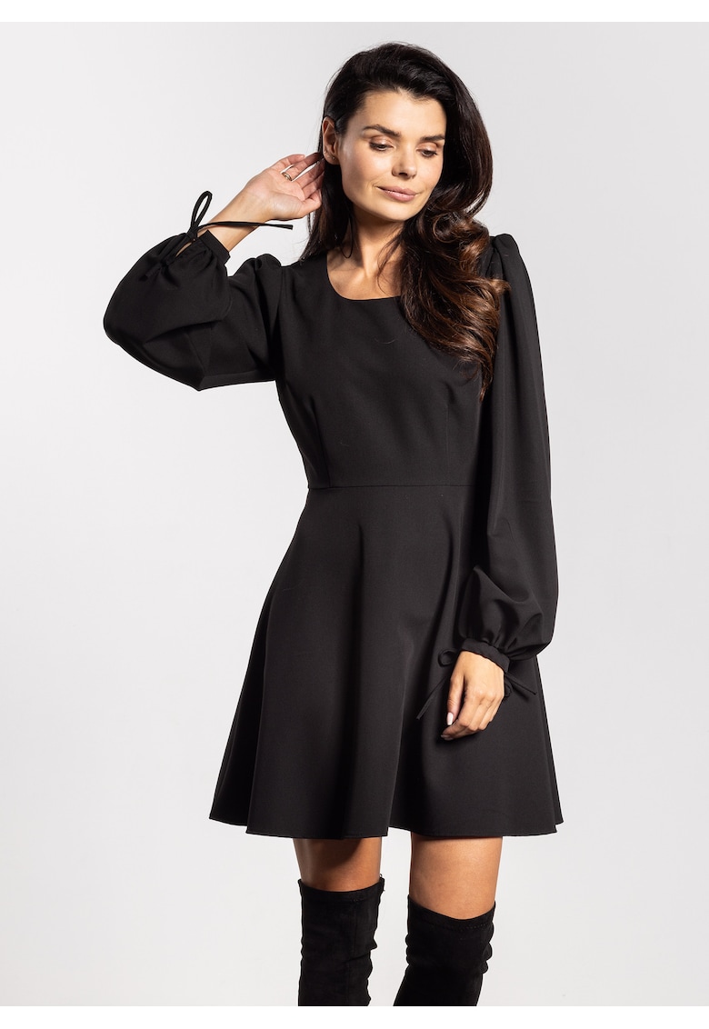 Rochie mini A741 - maneca lunga - negru - poliester|elastan